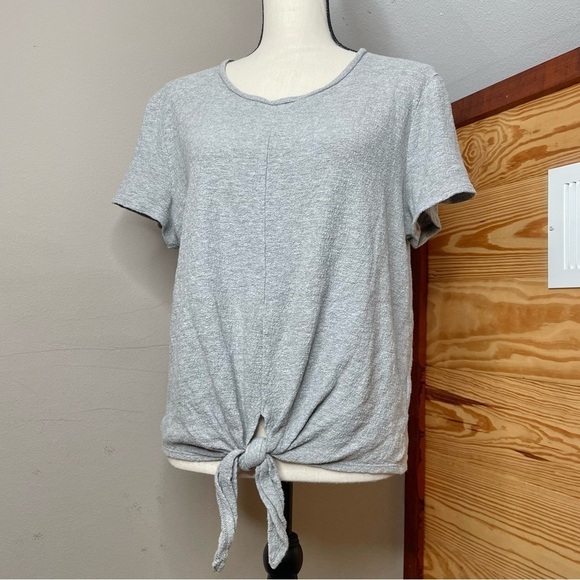 Madewell Texture & Thread Modern Tie-Front Top in Heather Pelican Grey Medium - Picture 5 of 10
